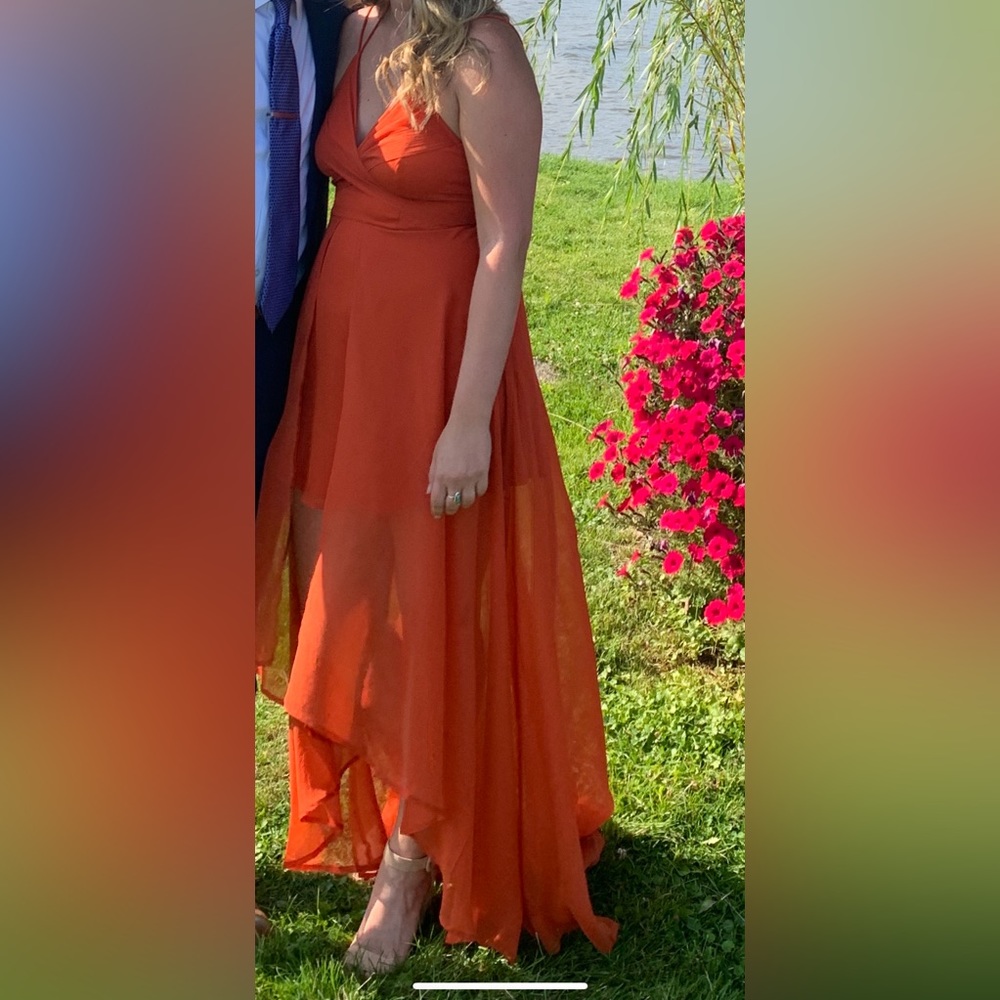BEAUTIFUL orange/red flowy gown